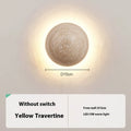 Yellow cave stone semicircle wall lamp with pull switch and iron construction