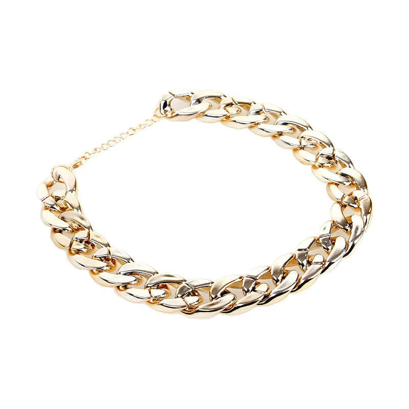 Gold colour chain-style dog collar necklace ornament with geometric design for small to medium dogs