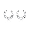 Sterling silver geometric earrings with round elements and retro design