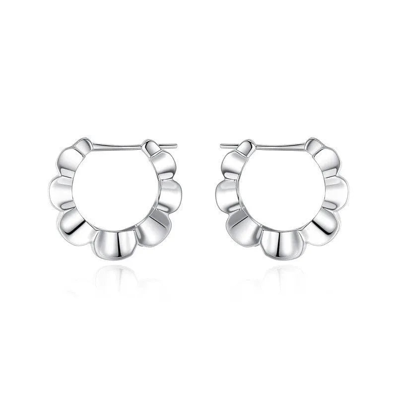 Sterling silver geometric earrings with round elements and retro design