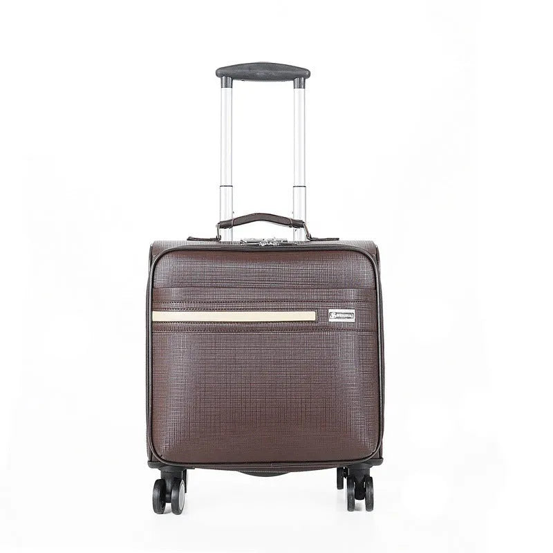 Black PU leather business case with TSA lock and four airline wheels