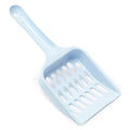 Plastic cat litter scoop in blue, green, or pink colour, showing 20cm length