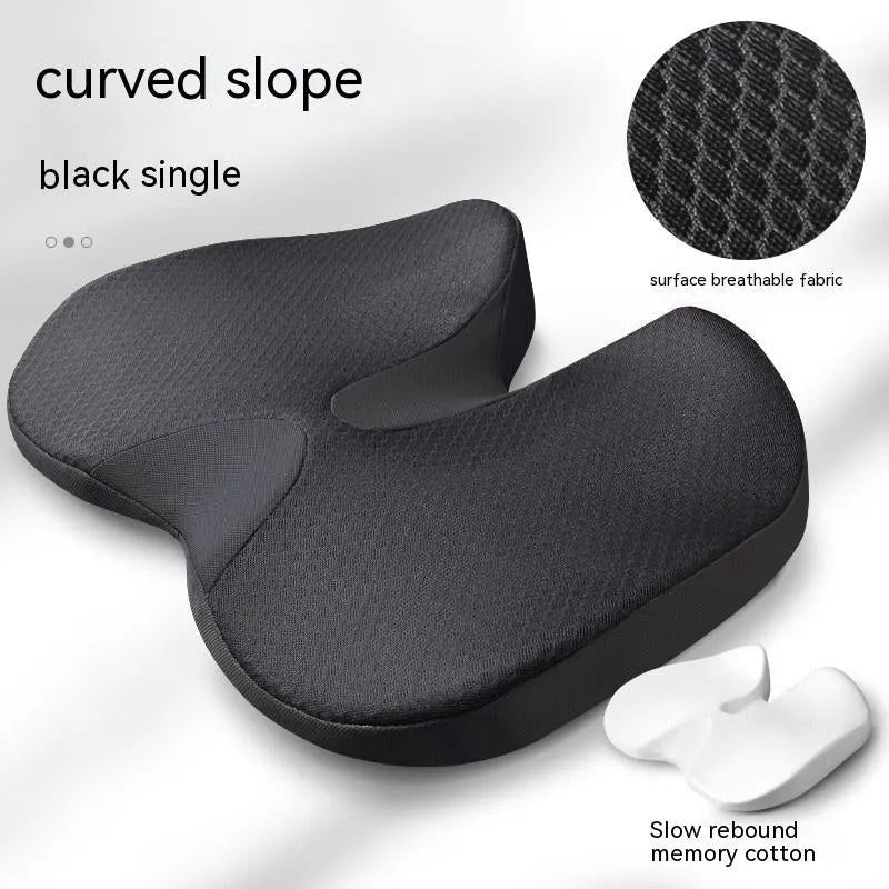 Curved bevel seat cushion with memory foam for tailbone support in multiple colour options
