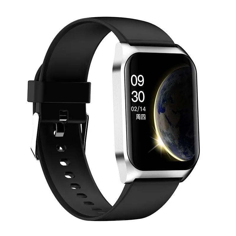 Black or silver smart watch with heart rate monitor, Bluetooth call and music playback on a 1.69-inch screen