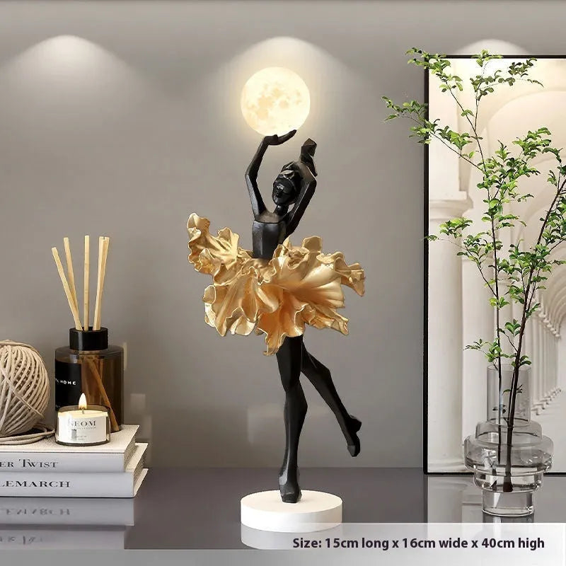 USB-charged resin night light in black gold, white, pink or light blue colour