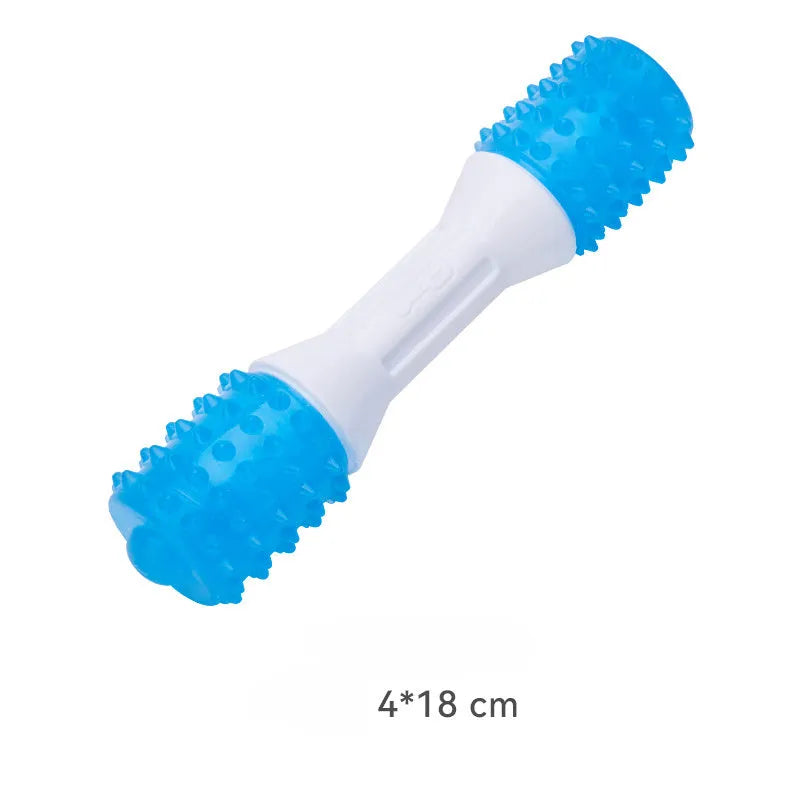 Dual-colour puppy teething chew toy for dental health in three sizes