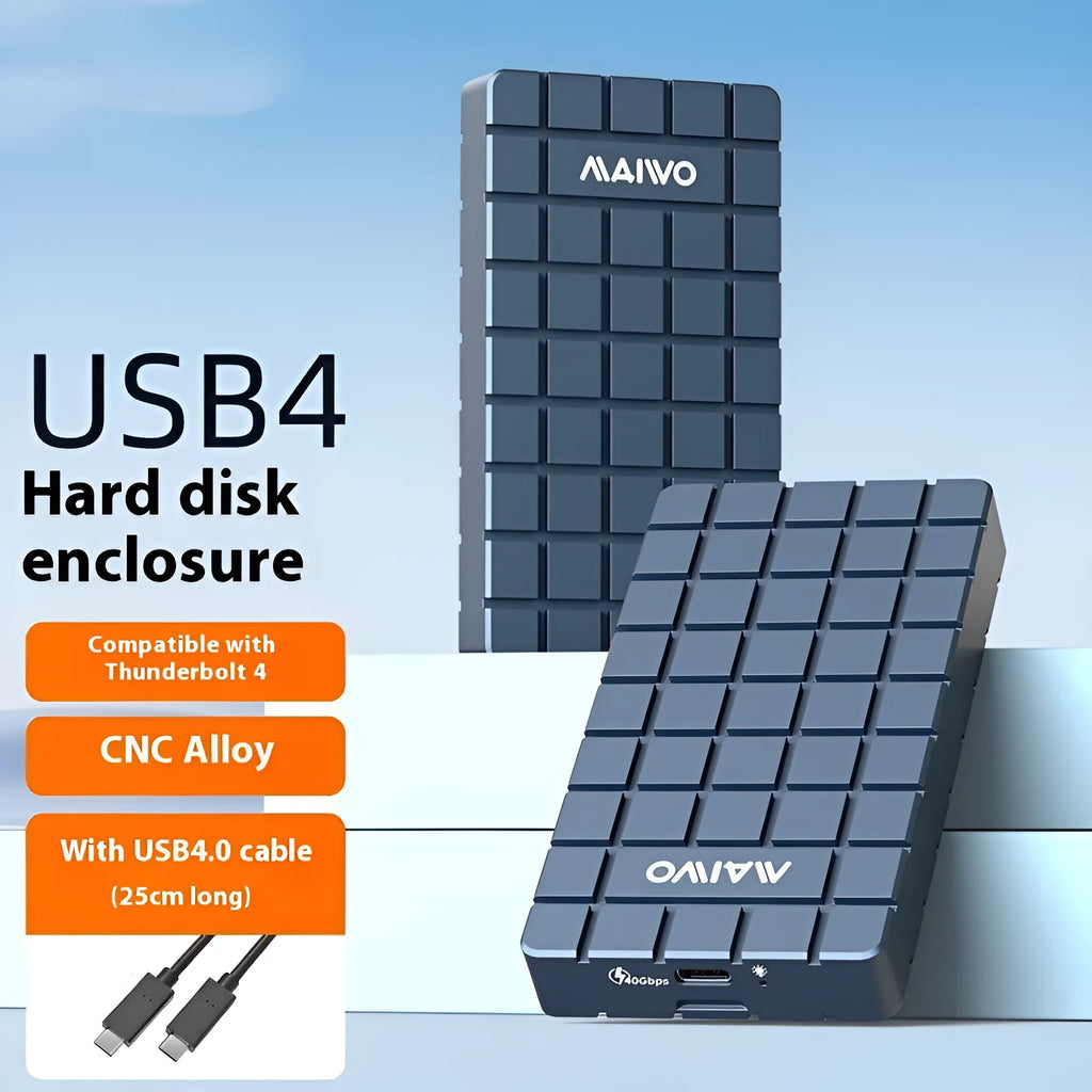 USB4 hard disk box aluminium enclosure for M.2 NVMe SSDs with 40Gbps speed