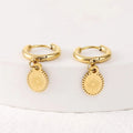 Geometric stainless steel ear button earrings with ellipse design for women in XY-EH005 colour