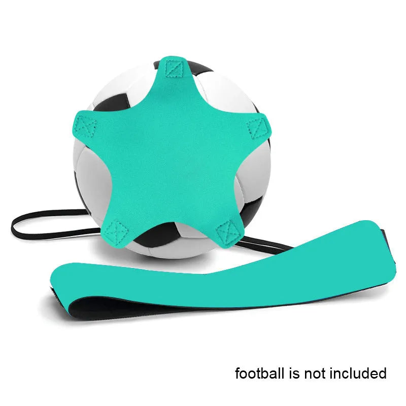 Purple five-corner pattern neoprene football juggling belt with elastic ball tether