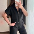Loose fit short sleeve casual top in yellow, laid flat
