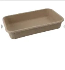 Brown disposable waterproof cat litter box with biodegradable materials shown in three size variations