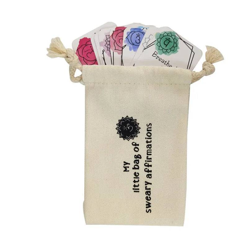 Set of 16 funny affirmation cards in adorable healing series style with colour printing