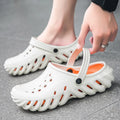 Men's beige EVA slipper sandals with hole design and non-slip outdoor soles