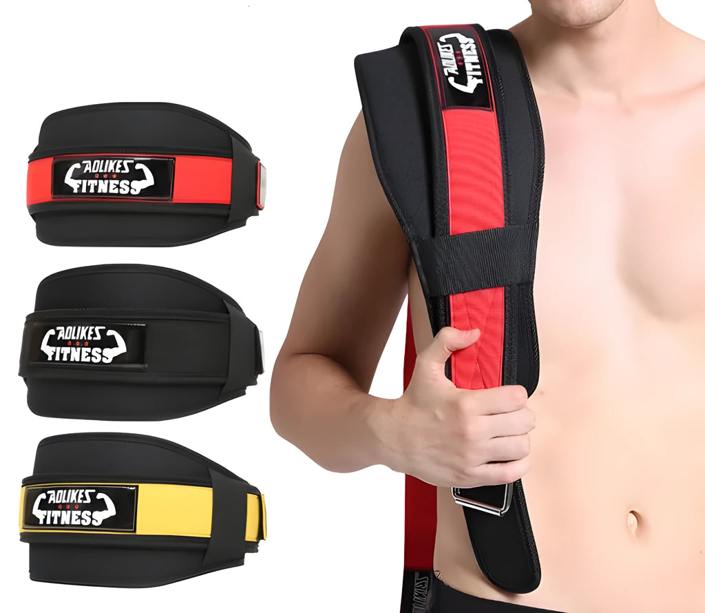 Nylon fitness weightlifting waistband in black, red or yellow colour options