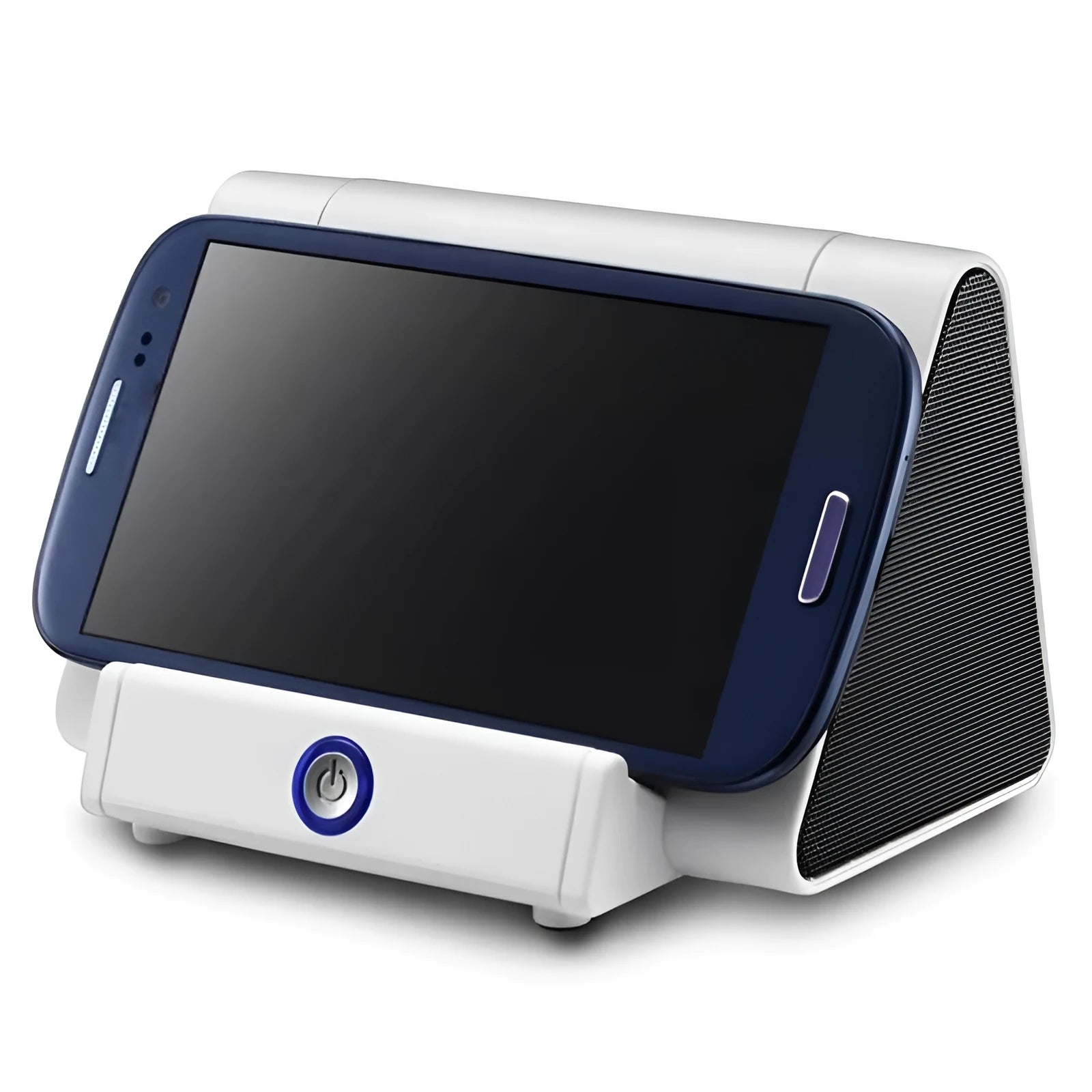 Compact black and white wireless Bluetooth mini speaker with control buttons.
