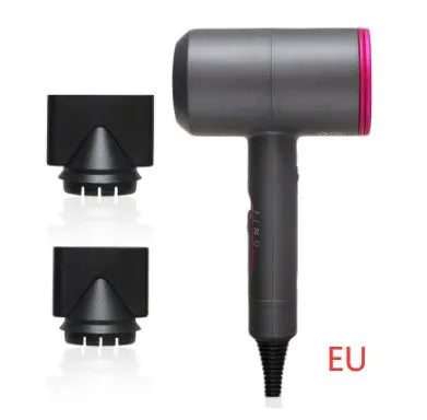 Professional black hotel hair dryer with long cable and worldwide voltage plug options