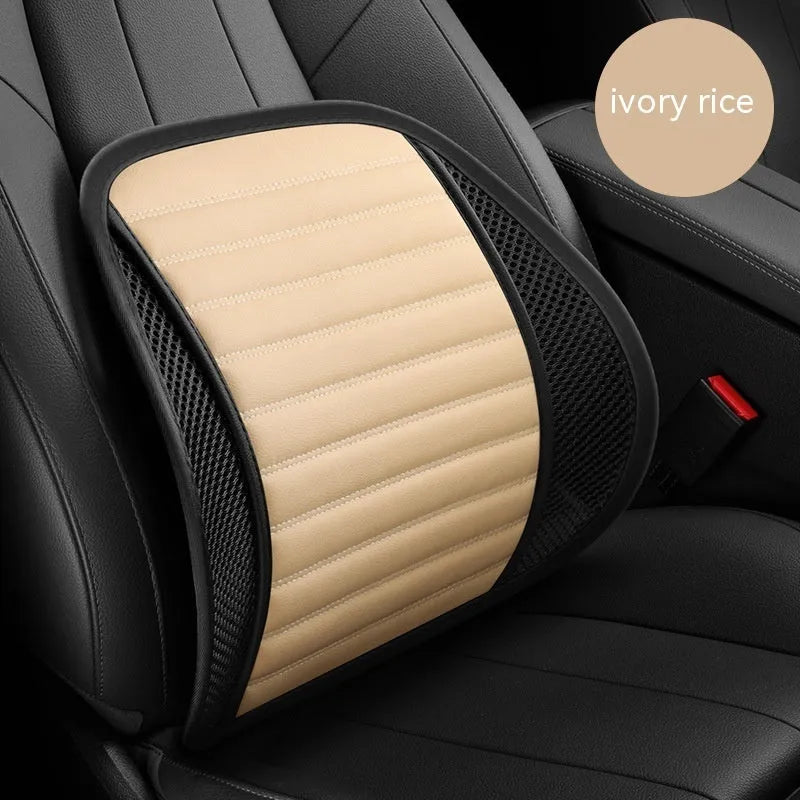 Leather lumbar support cushion for car seats and office chairs in five colour options