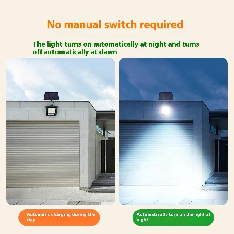 Outdoor solar-powered LED light with IP65 waterproof rating for courtyard and garden illumination