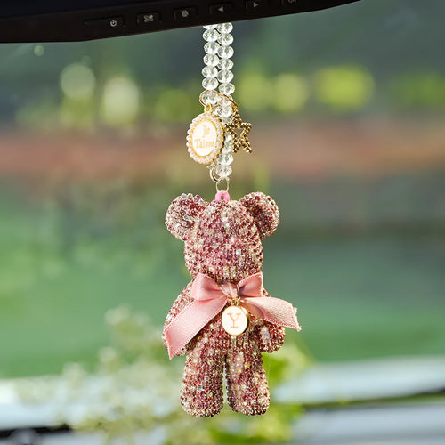 5x9cm crystal rhinestone Violent Bear car rearview mirror pendant in three colour options