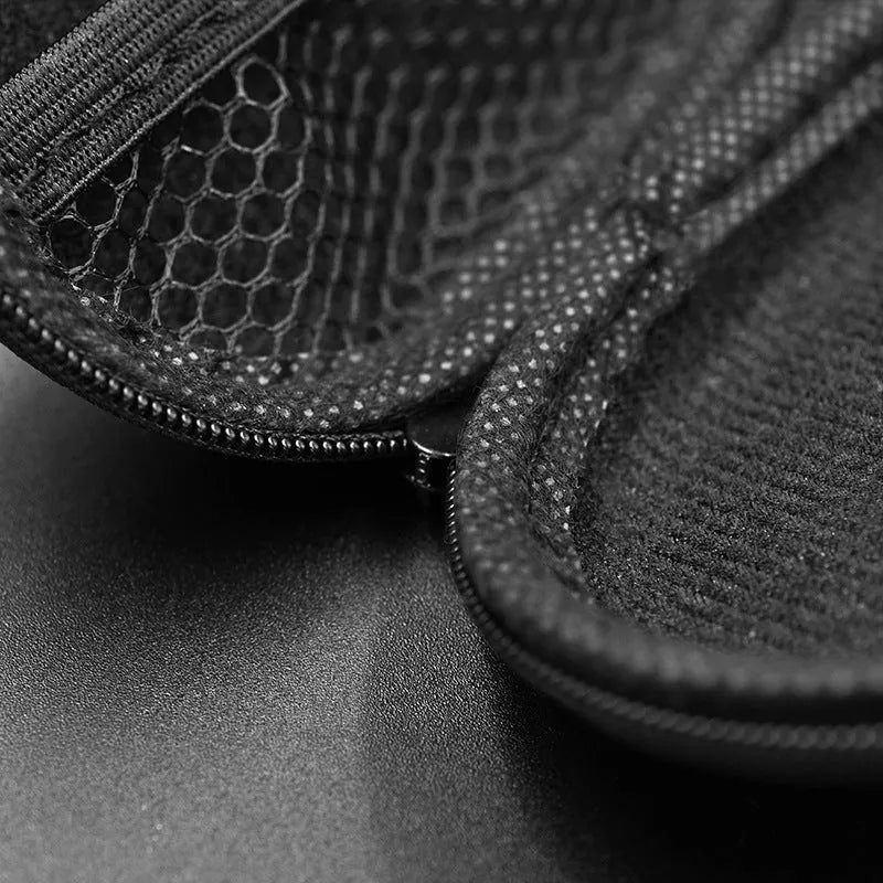 Black oval leather earphone storage bag for EDX PRO and ZEX PRO audio devices