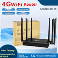 Industrial iron casing 4G router with removable antennas showing DC power interface
