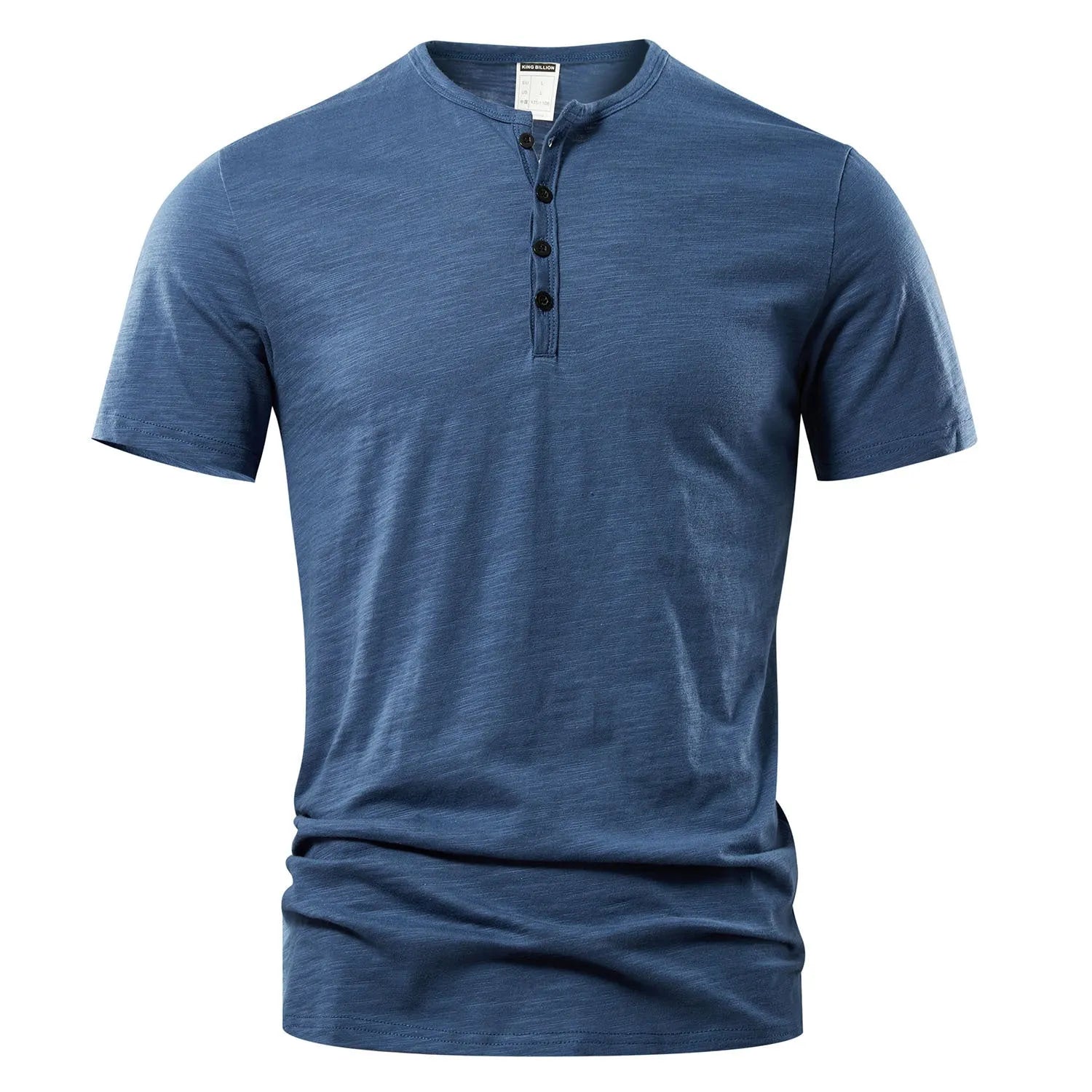 Men's solid colour slub cotton short sleeve pullover in British style, shown in wine red.