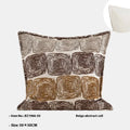 Abstract geometric coil pattern pillow cover in cream and coffee colours on textured fabric