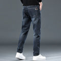Slim straight casual trousers in polyester with micro elasticity and zipper fly