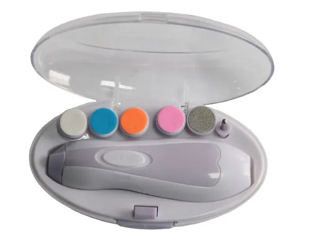 Ultra-quiet electric baby nail polisher pen in pink colour with filing head and night light