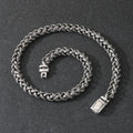 Men's titanium steel geometric keel chain necklace with large hemp flower links in antique silver finish