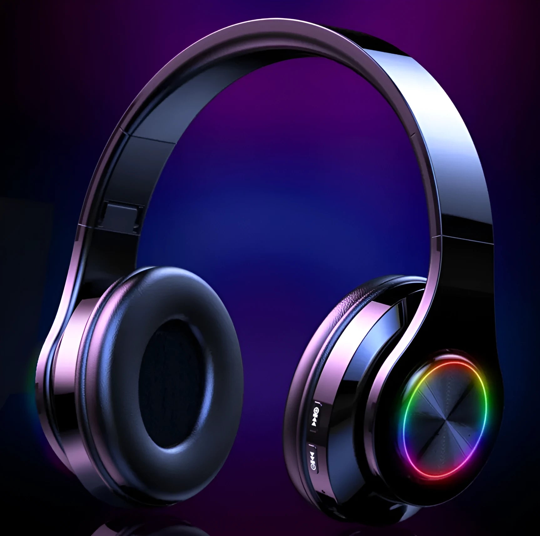 T6 wireless Bluetooth over-ear headset with microphone for calls and music.