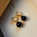 Women's geometric tigereye earrings with gold plating in brown and black colour options