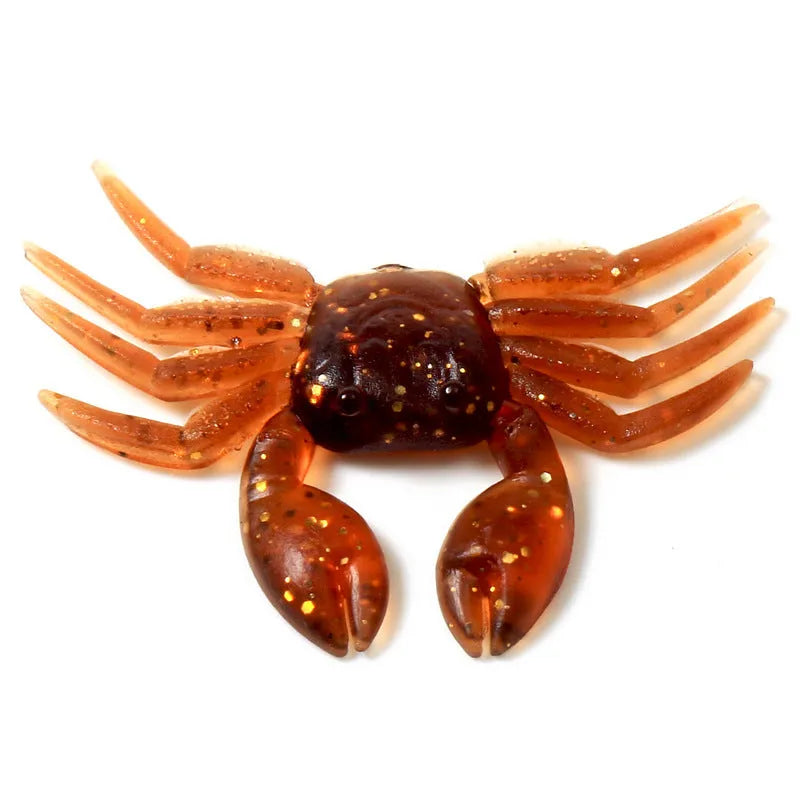 8cm PVC crab fishing lure in red crab and brown crab colour variants for freshwater and saltwater fishing