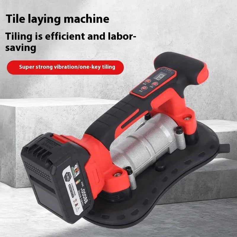 21V automatic tile laying machine with vacuum cup for wall tile installation showing battery compartment and adjustment controls