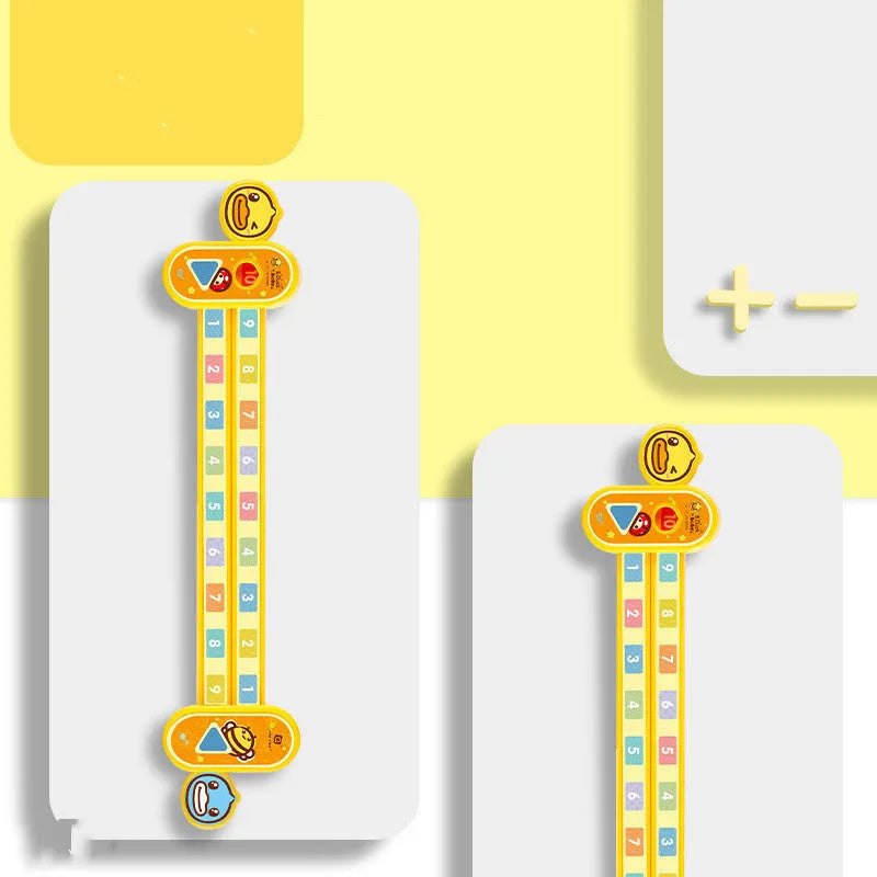 Bright yellow children's plastic ruler with cartoon digital design for educational maths learning