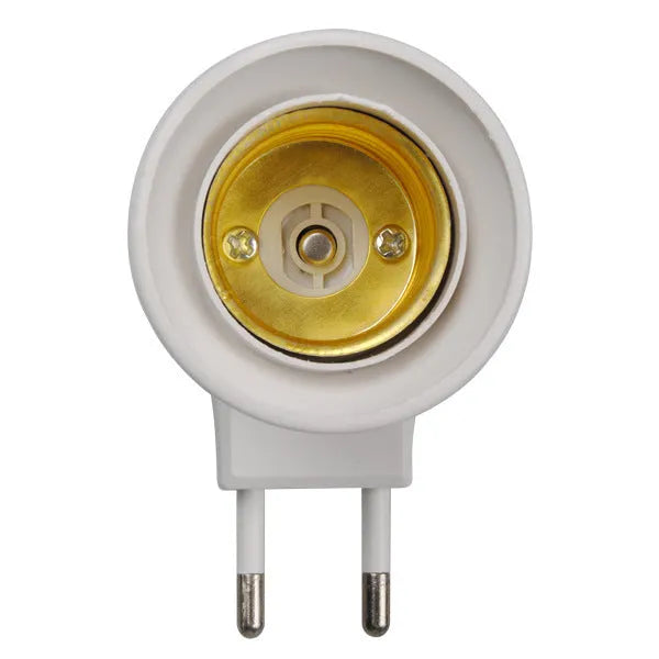 White E27 screw lamp holder adapter with wall plug and switch control