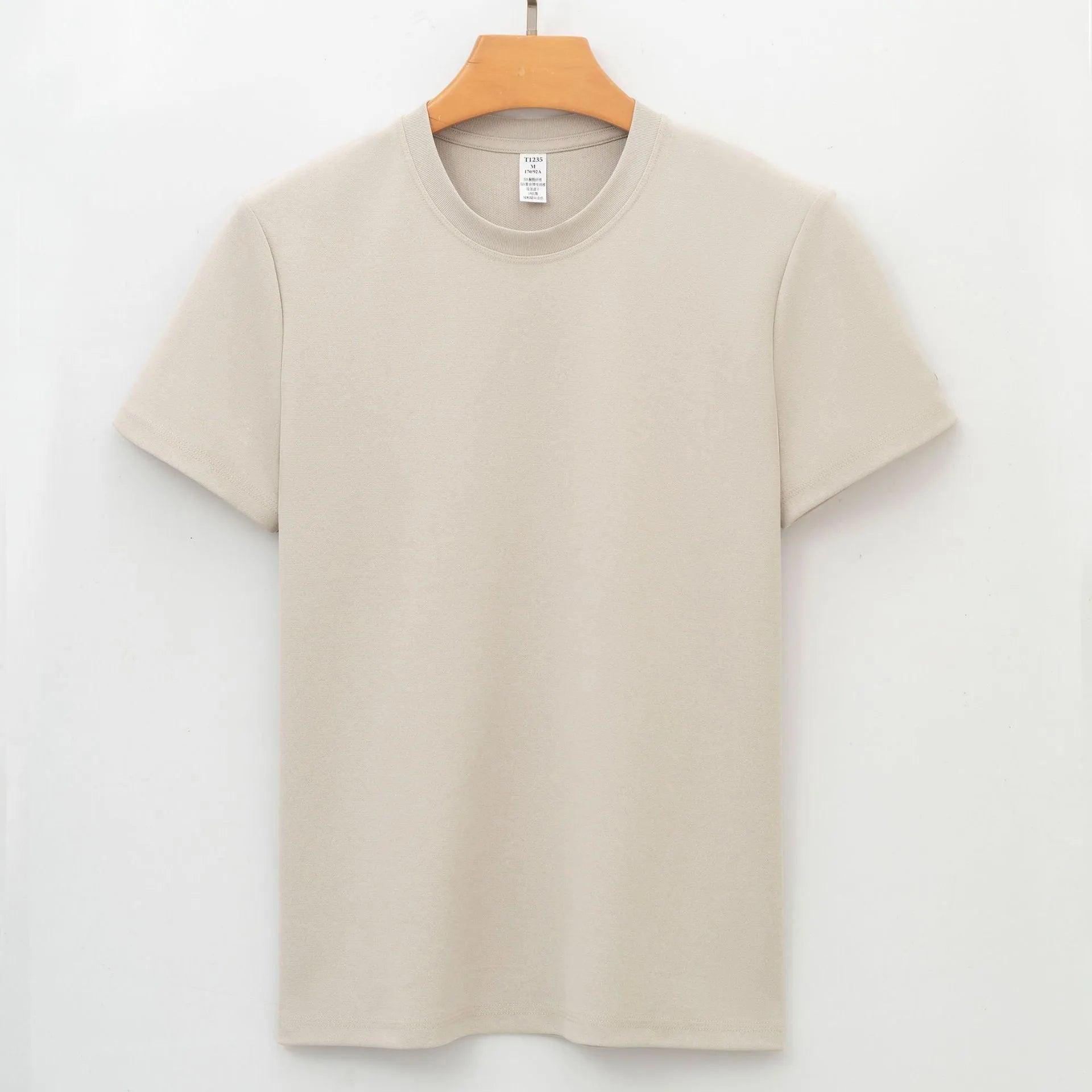 Men's antibacterial quick-drying short sleeve t-shirt in solid colour with straight cut design
