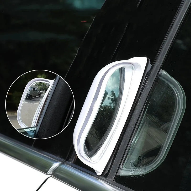 Two-row universal wide angle car mirror with black ABS housing, 126x48x46mm dimensions