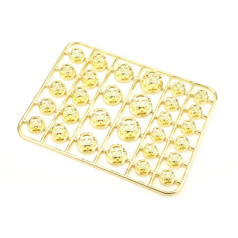 Set of 30 coloured ABS plastic motorcycle screw covers for engine customisation.