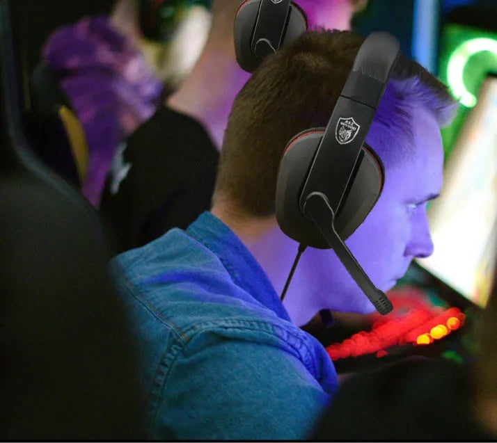 Black wired gaming headset with 40mm speakers and 6.3mm straight plug on 1.2m cable
