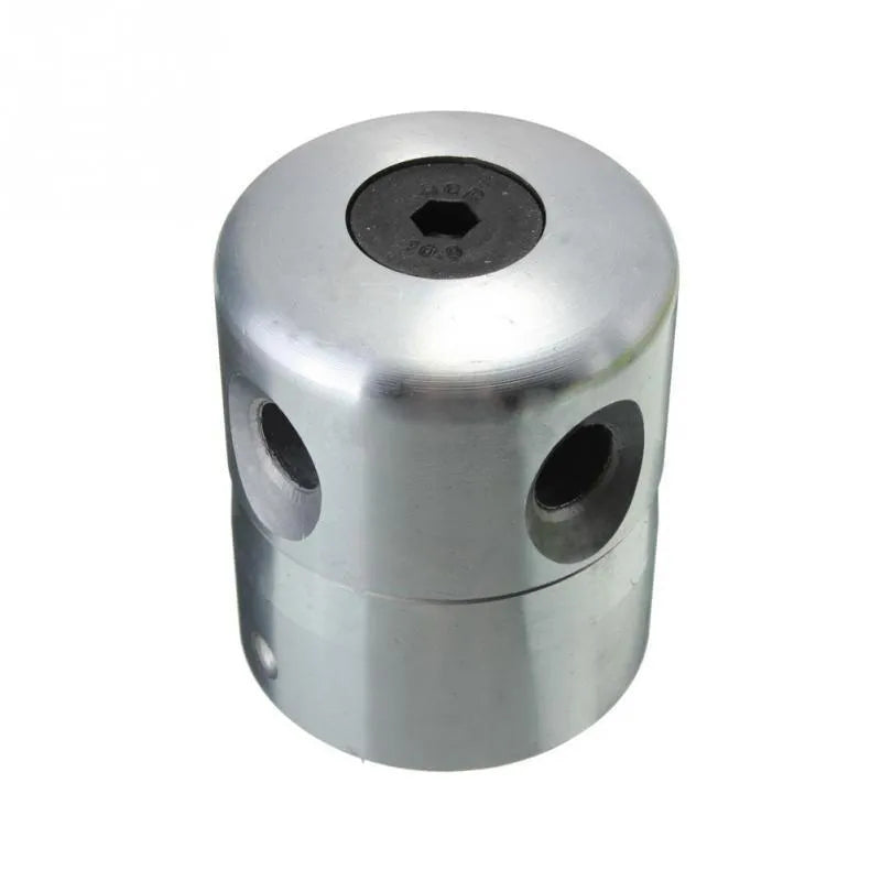 Silver aluminium lawn mower grass head accessory with four light yellow square grass ropes and installation tools