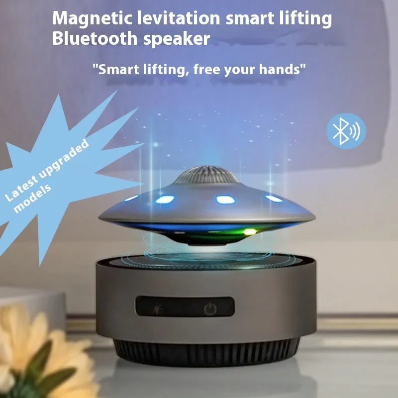 Automatic lifting magnetic levitation Bluetooth speaker with floating mid-section and ABS housing