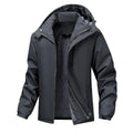 Men's plus size waterproof winter coat in loose fit with hood, available in Army Green, Black, Dark Gray and White colours