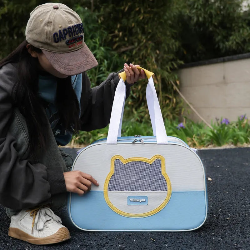 Foldable cat backpack in Oxford cloth with 15 Jin capacity showing colour options