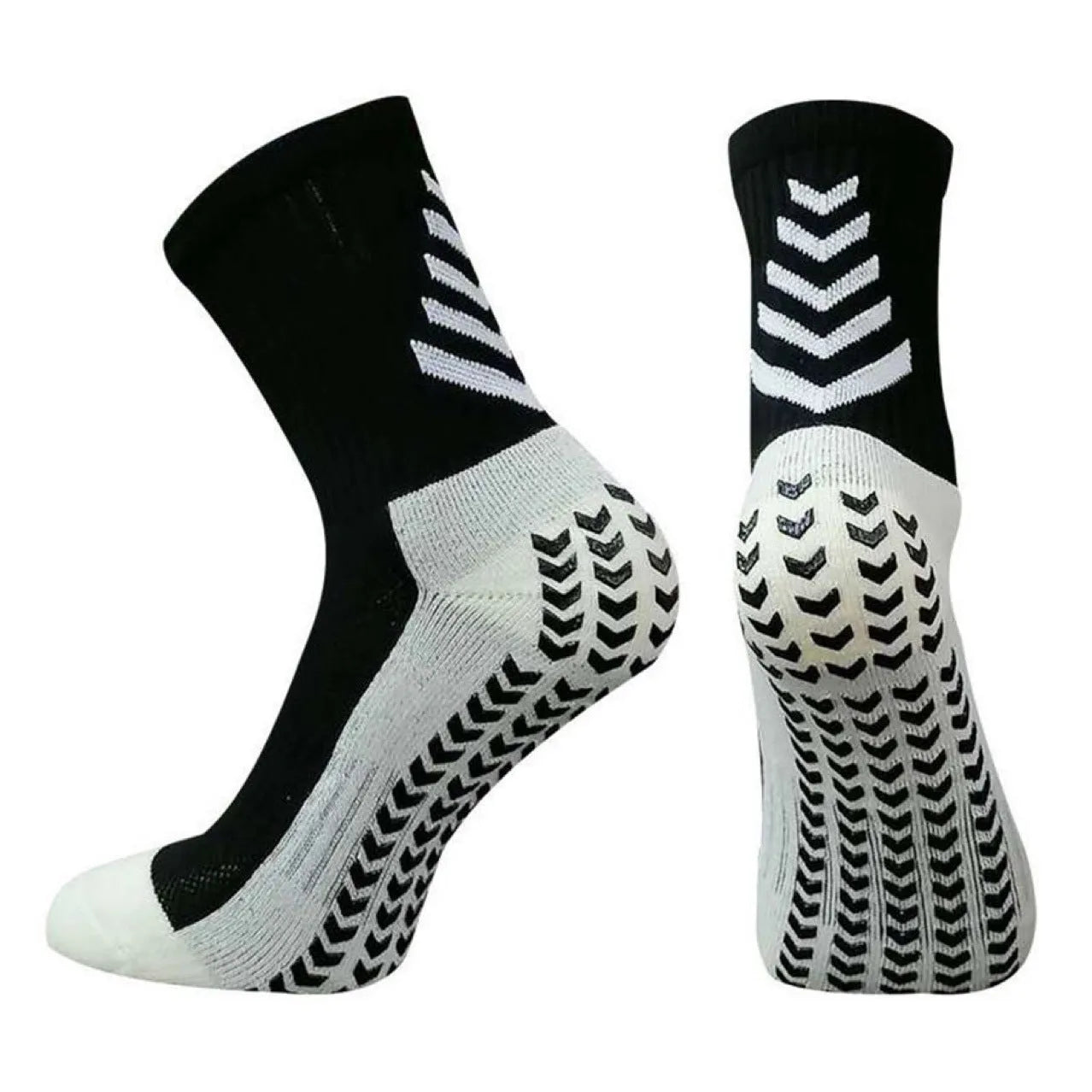 Men's mid-calf athletic socks with non-slip silicone grip in geometric patterns