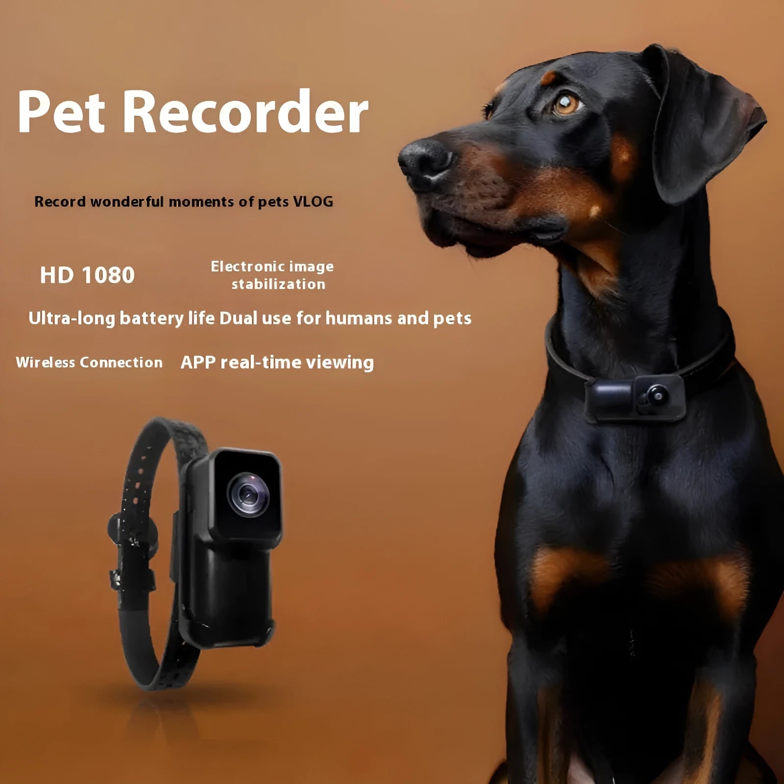 Black wifi neckband camera for wireless streaming and 1080P video recording