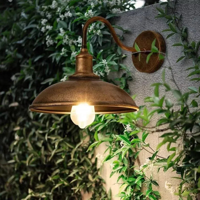 Retro villa courtyard wall lamp in copper or silver finish with modern simplicity design