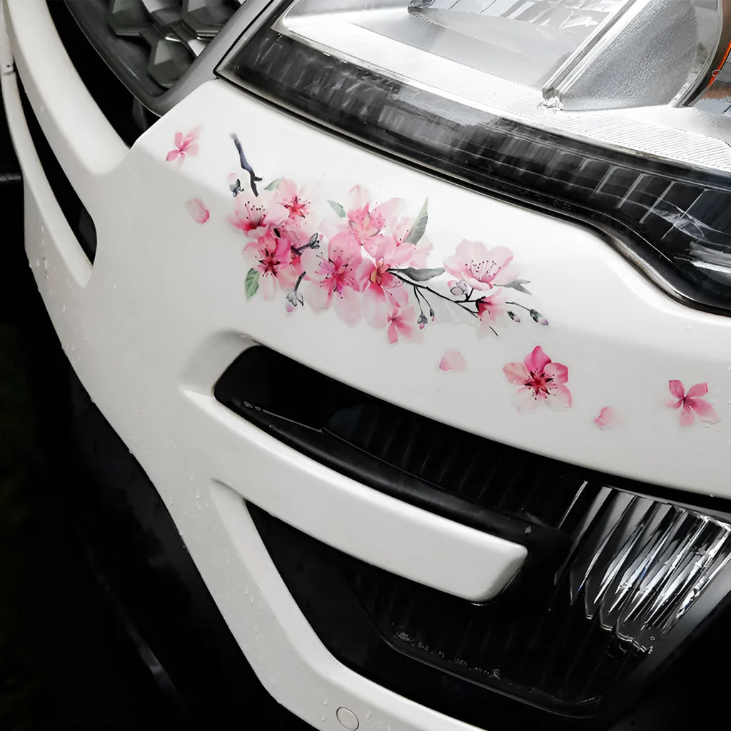 Cherry blossom flower pattern car sticker on vehicle window in two size options