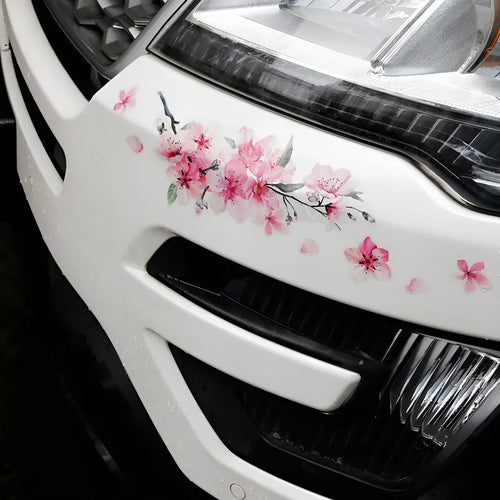 Cherry blossom flower pattern car sticker on vehicle window in two size options