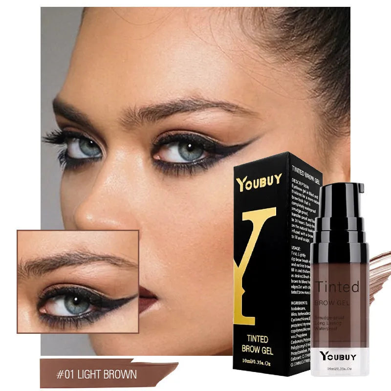 Waterproof eyebrow cream and eyebrow dye kit in dark grey and golden yellow shades for natural brow definition